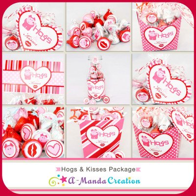 Hogs and Kisses Valentine's Day Party Printables – Amanda Creation