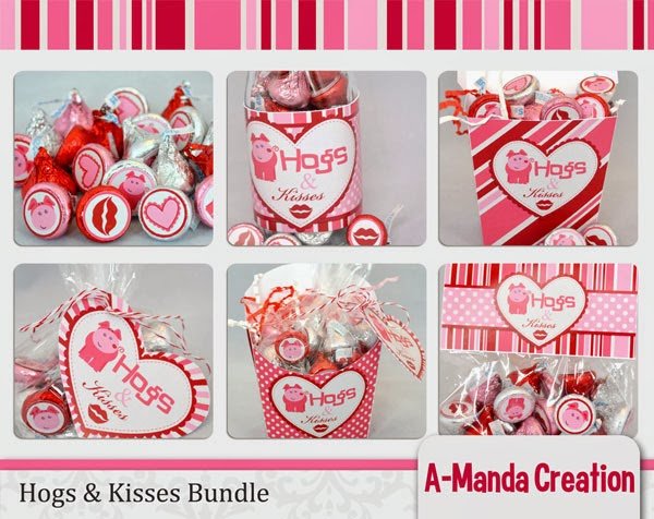 Hogs and Kisses Valentine's Day Printable Gifts and Treats