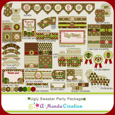 Ugly Christmas Sweater Party Printables