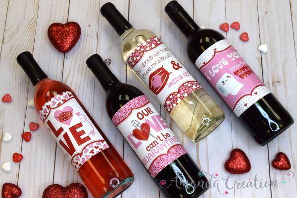 Valentine's Pandemic Wine Labels