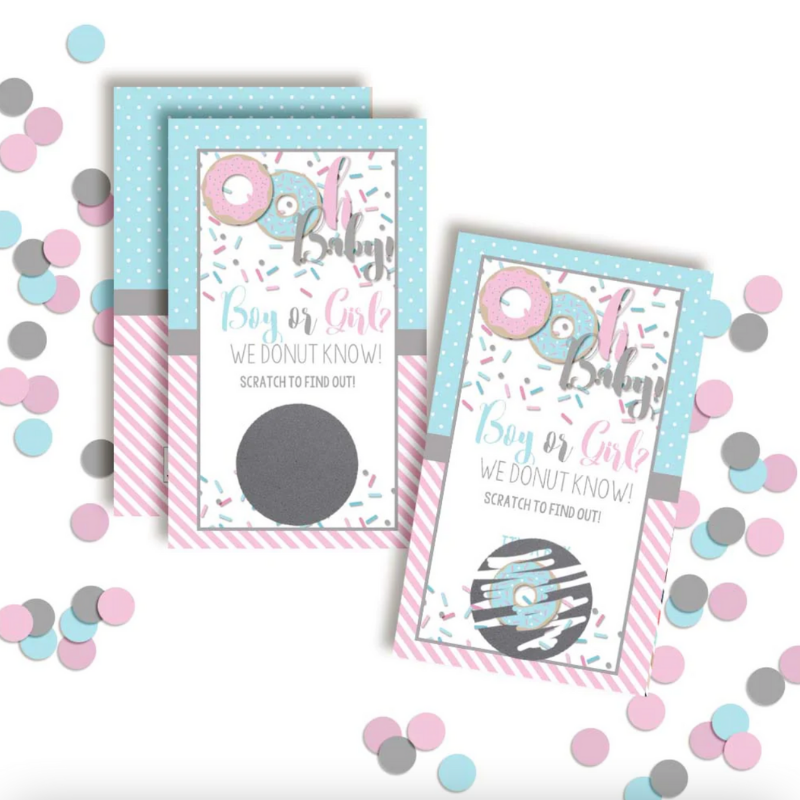 Gender Reveal Scratch card, gratta e vinci, blu o rosa, annuncio di  gravidanza, ragazza o ragazzo