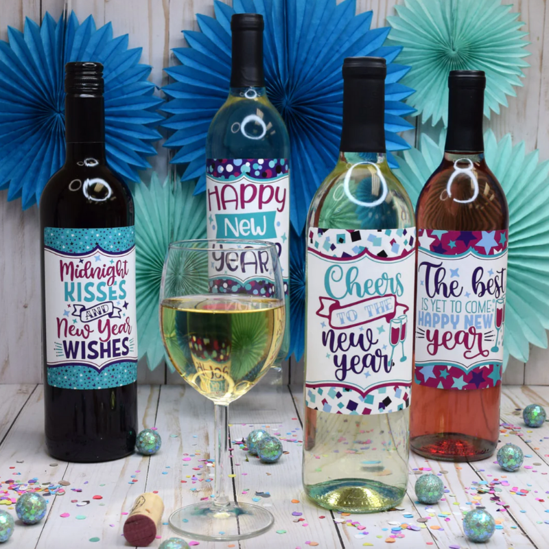 New Years Wine Bottle Labels