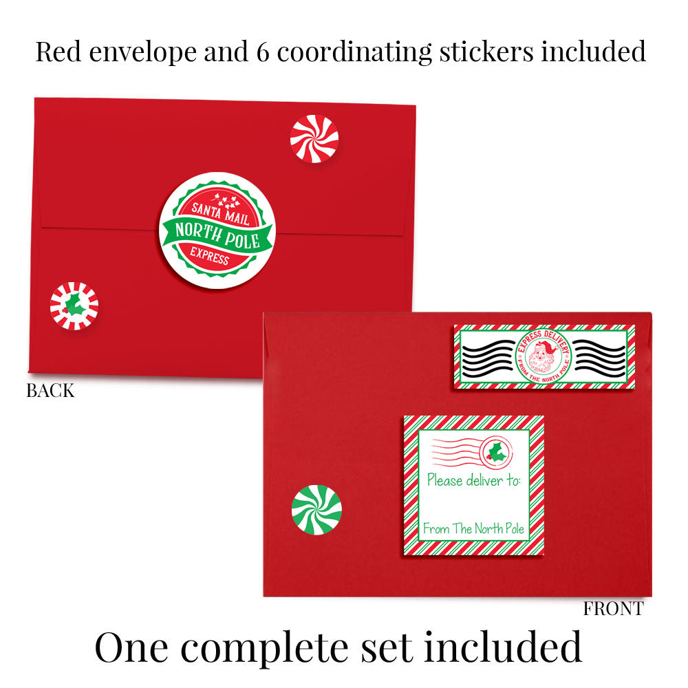 delayed christmas gift letter from santa red and green candy cane stripe stickers