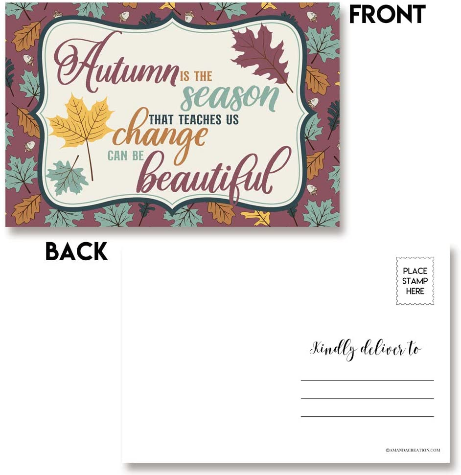 Inspirational Fall & Autumn Postcards front and back