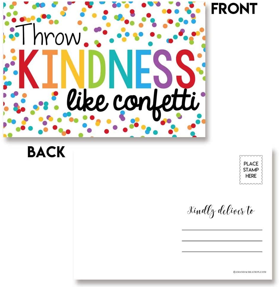 Kindness Themed White Background Postcards Front and Back