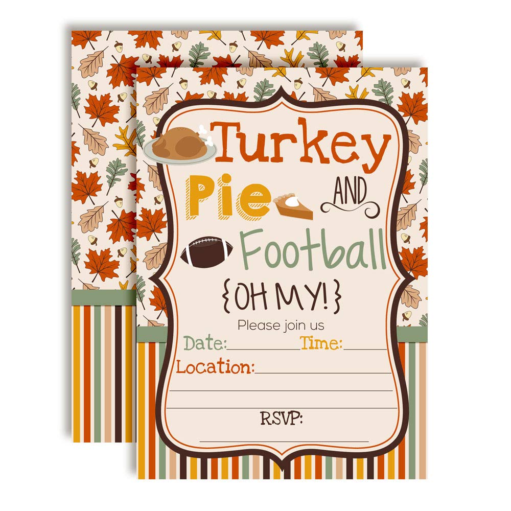 Turkey Pie & Football Oh My! Thanksgiving Party Invitations