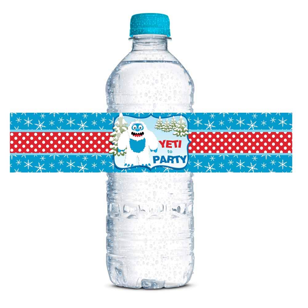 Winter Yeti Birthday Party Water Bottle Labels