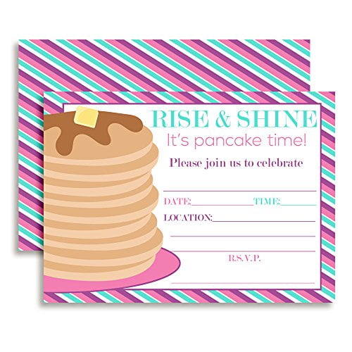 Rise and Shine Pancake Birthday Party Invitations (Girl)