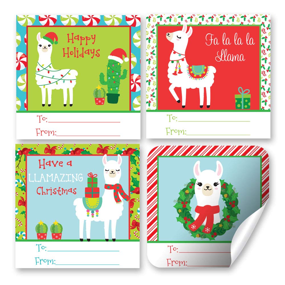 Christmas Llama Gift Tag Stickers