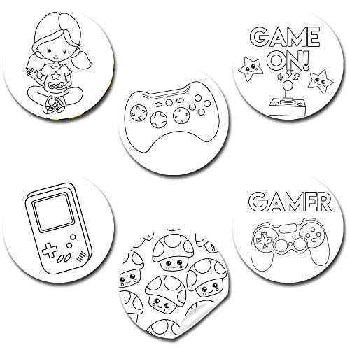 Color Your Own Video Game Themed Stickers (Girl)