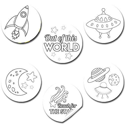 Color Your Own Outer Space Themed Stickers