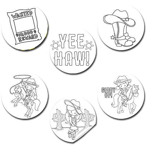 Color Your Own Cowgirl Themed Stickers