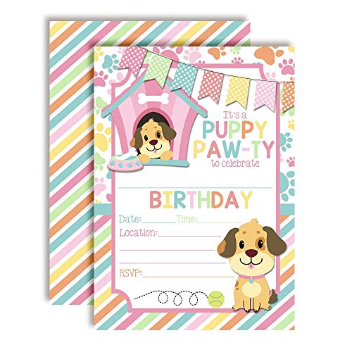 Dog House Puppy Dog Themed Birthday Dog Birthday Party Invitations for Girls