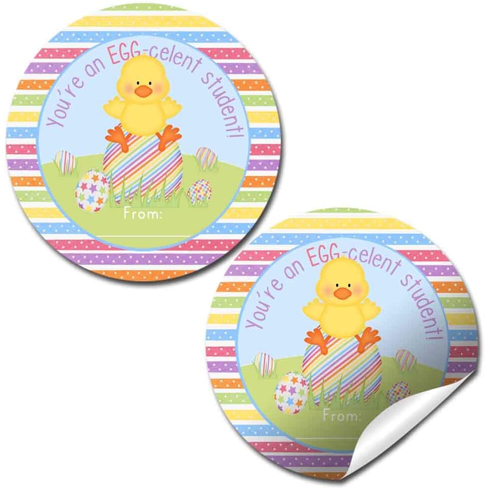 Egg-celent Student Easter Themed Gift Tag Sticker Labels for Kids