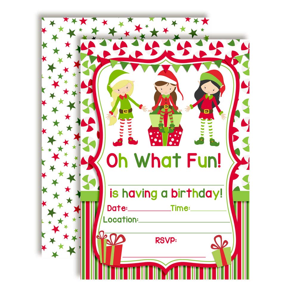 Elf Girl Birthday Party Invitations