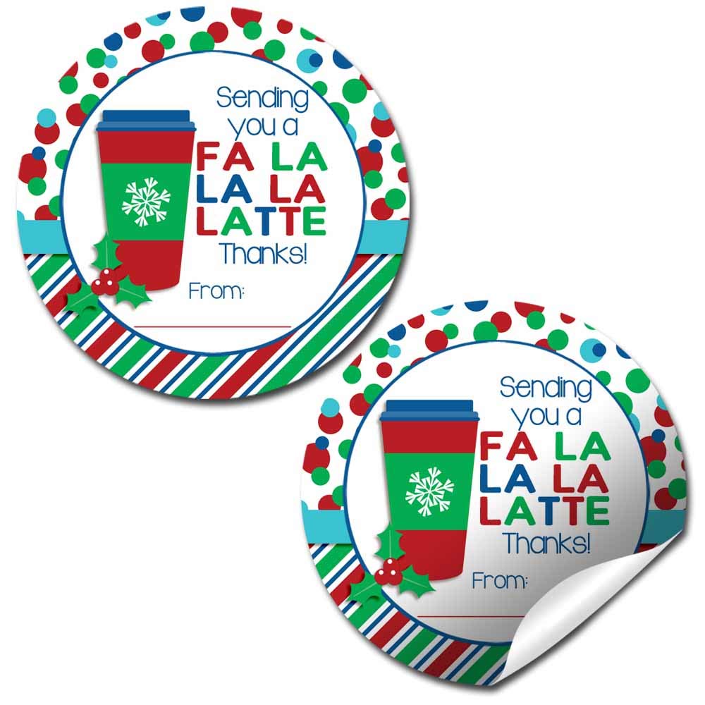 Fa La La La Latte Christmas Coffee Stickers (Boy)