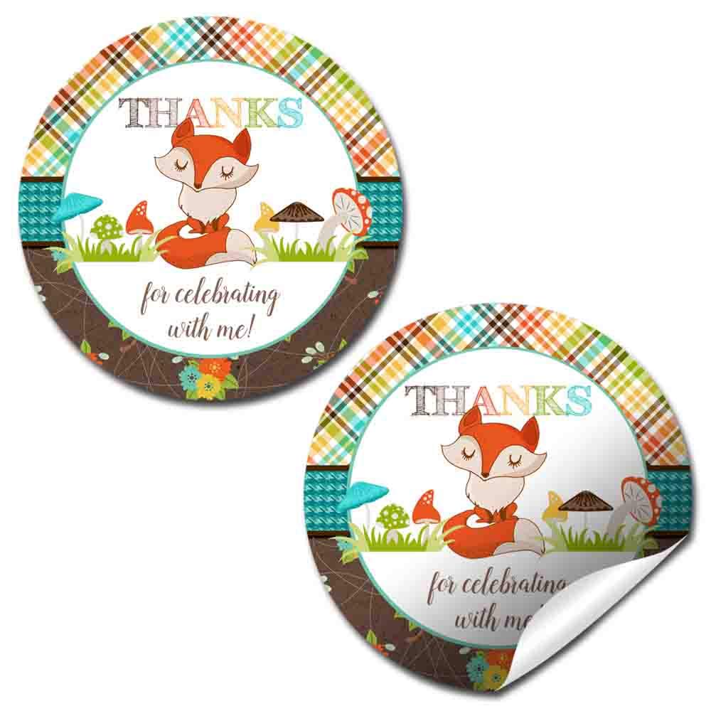Fall Fox Birthday Party Stickers