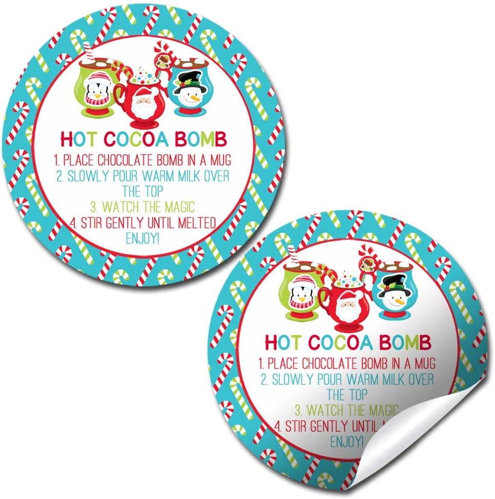 Festive Mugs & Candy Canes Hot Cocoa Bomb Stickers Amanda Creation