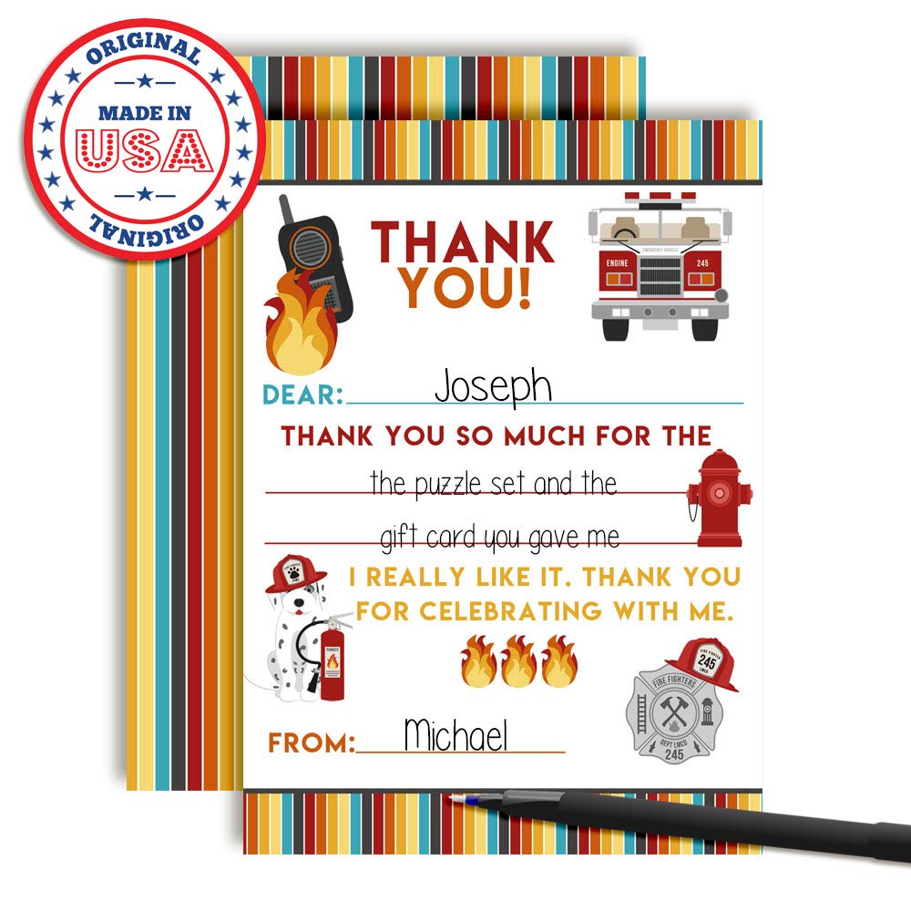 Fire Truck Thank You Cards