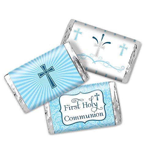 First Holy Communion Mini Chocolate Candy Bar Sticker Wrappers for Boys