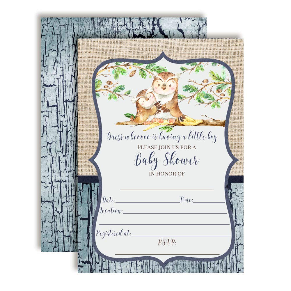 Guess Whooo Owl Baby Shower Invitations (Boy)