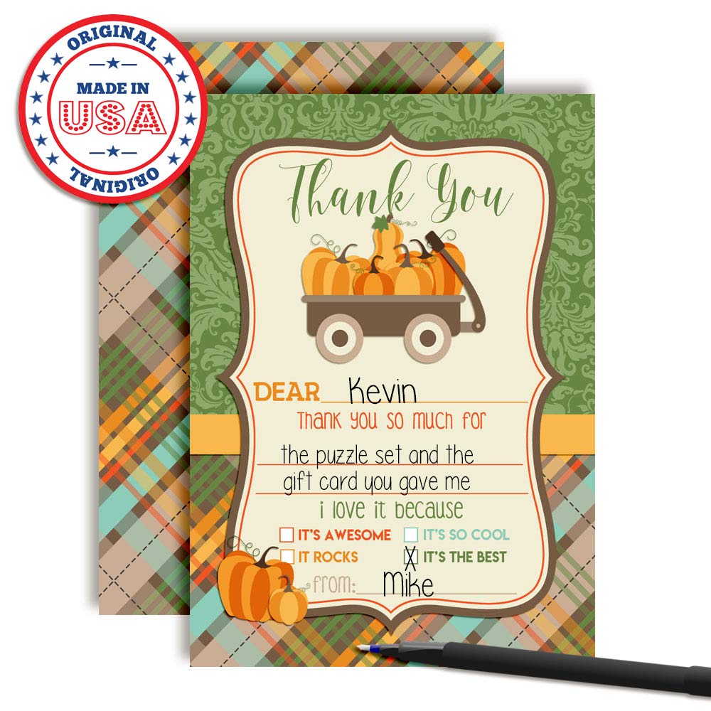 Little Wagon Full of Pumpkins Thank You Cards