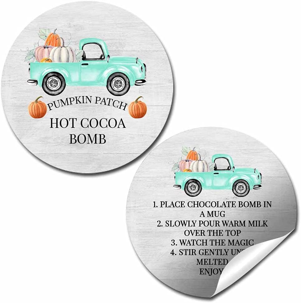 Red Watercolor Truck Hot Cocoa Bomb Stickers - 40 Count 2-Inch Circle Labels For Packaging