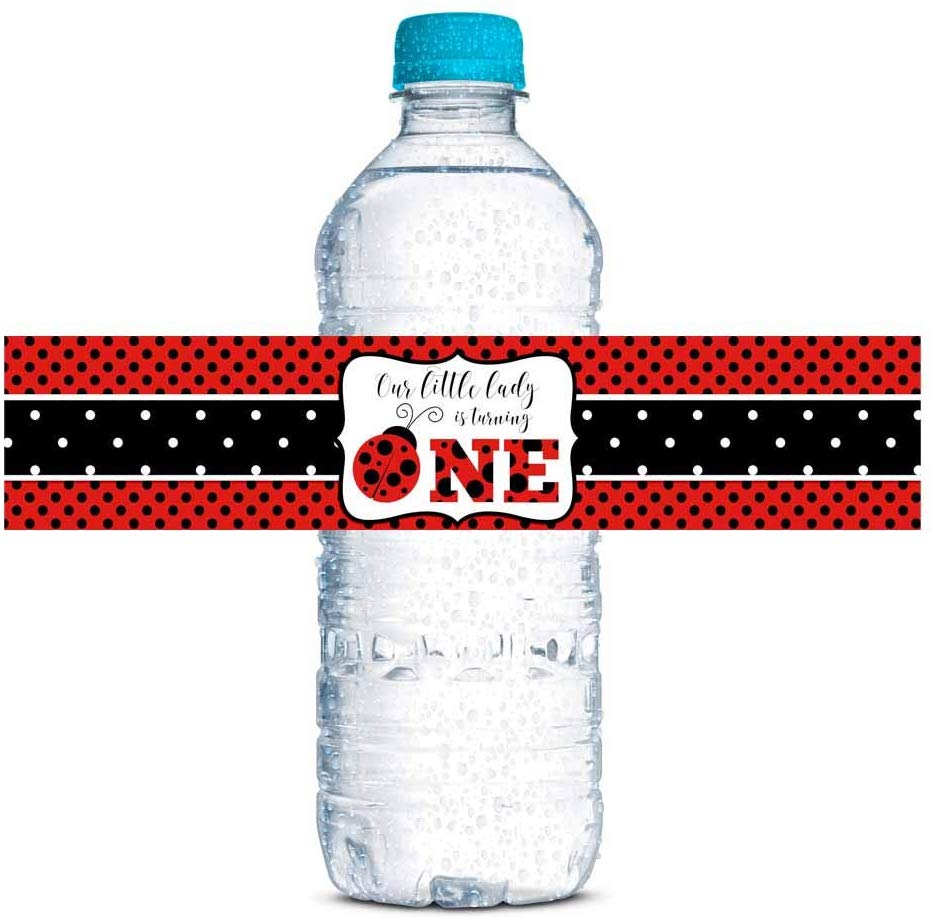 Red Ladybug Birthday Party Water Bottle Labels