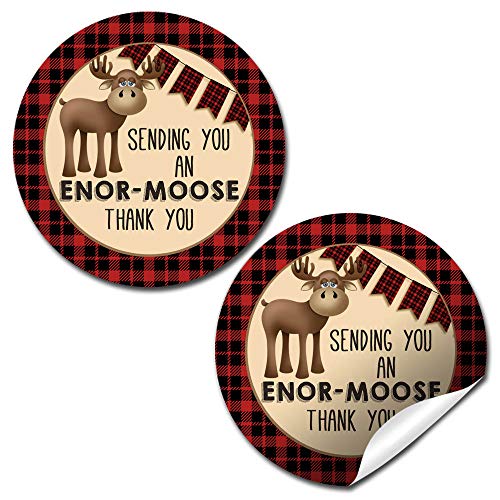 Red & Black Flannel Print Moose Stickers