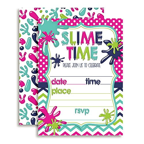 Slime Time Birthday Party Invitations (Girl)