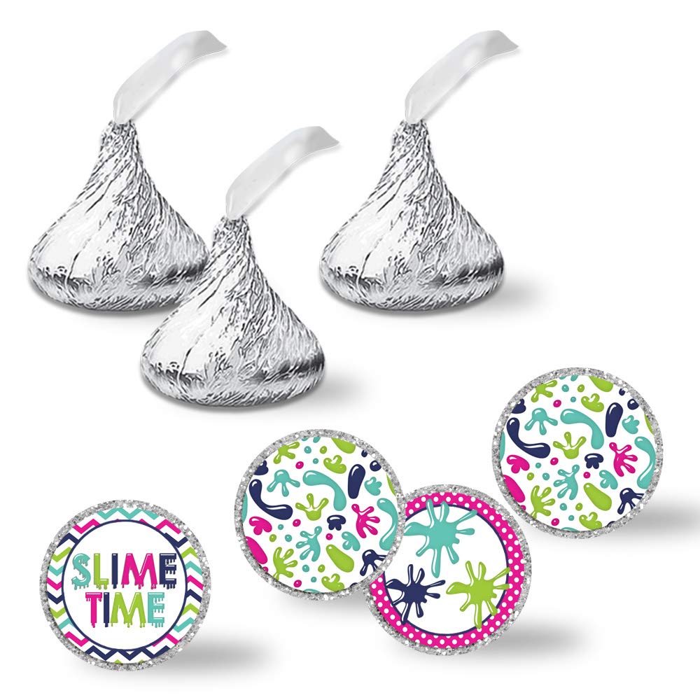 Slime Time Birthday Party Kiss Stickers (Girl)