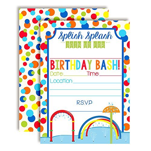 Splash Pad Wet and & Wild Birthday Party Invitations (Boy)