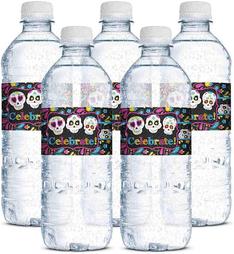 sugar skull water bottle labels