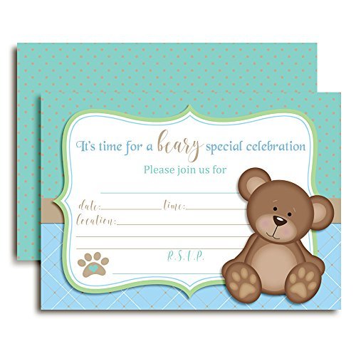 Teddy Bear Birthday Party Invitations (Boy)