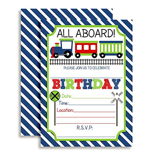 Train Birthday Party Invitations (Boy)