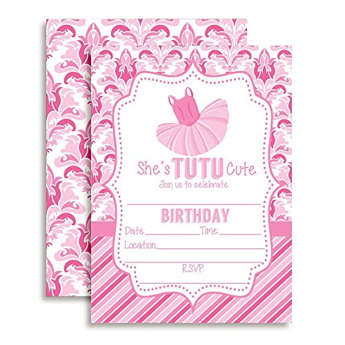 Tutu Cute Ballerina Birthday Party Invitations