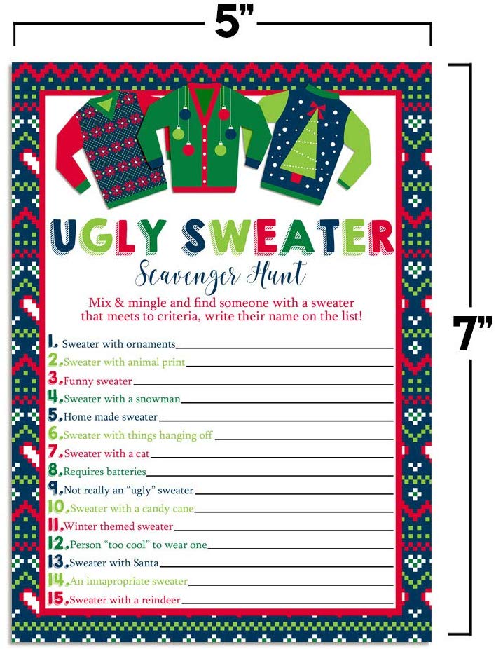 ugly christmas sweater game cards