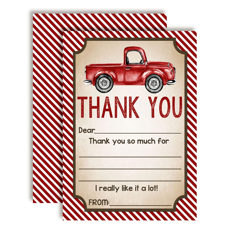 Red Pickup Truck Thank You Cards
