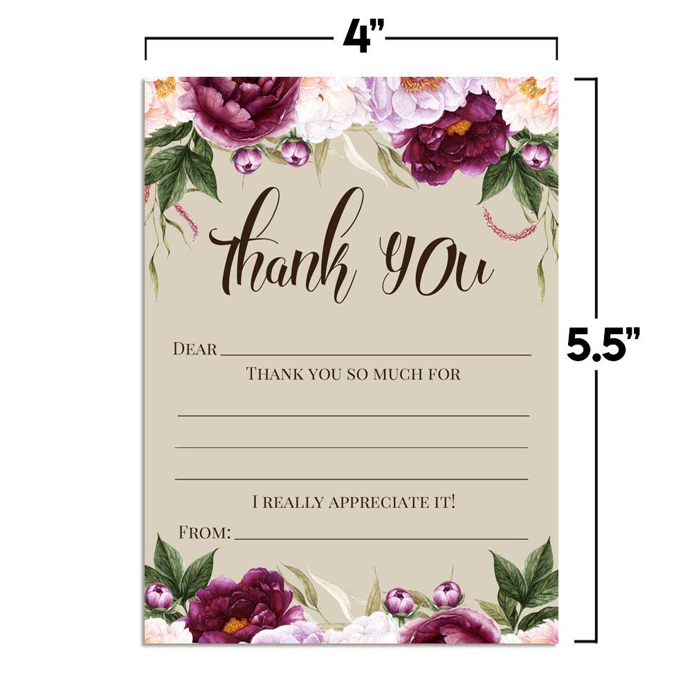 Violet & Lilac Floral Bridal Shower Thank You Cards