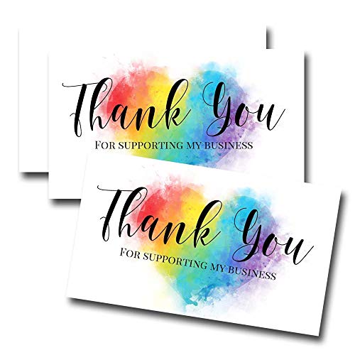Watercolor Rainbow Heart Thank You Customer Appreciation Package Inserts for Small Businesses