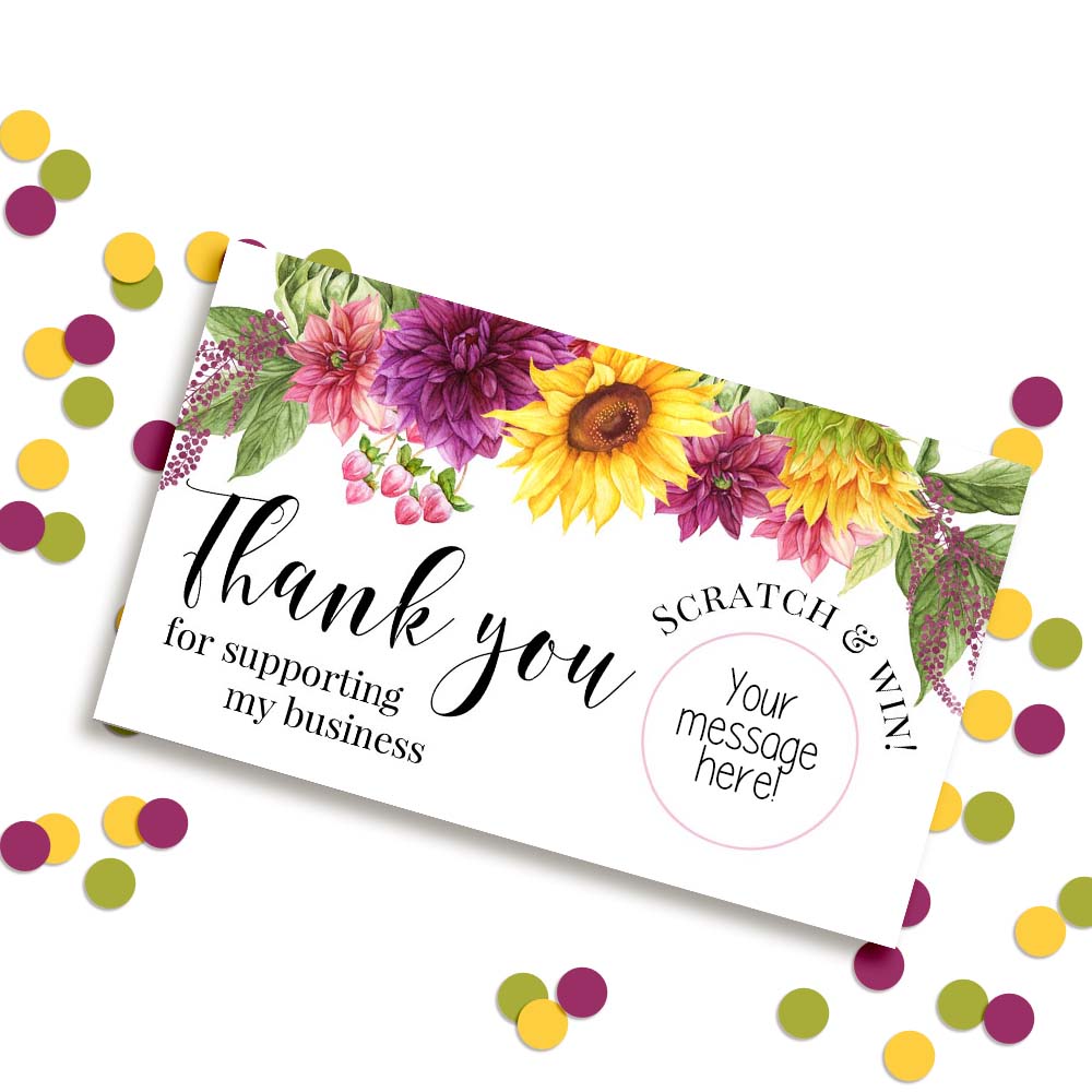 Sunflowers and Dahlias Floral Scratch & Win Cards