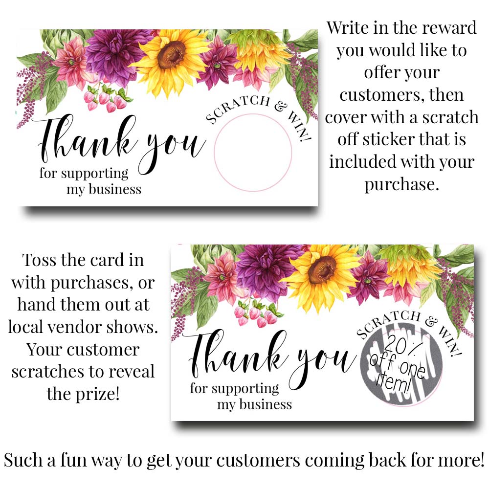 Sunflowers and Dahlias Floral Scratch & Win Cards