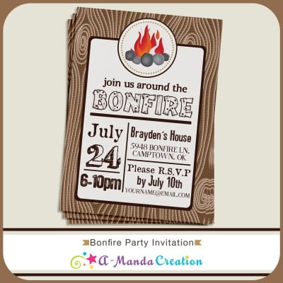 Bonfire Birthday Party Invitation