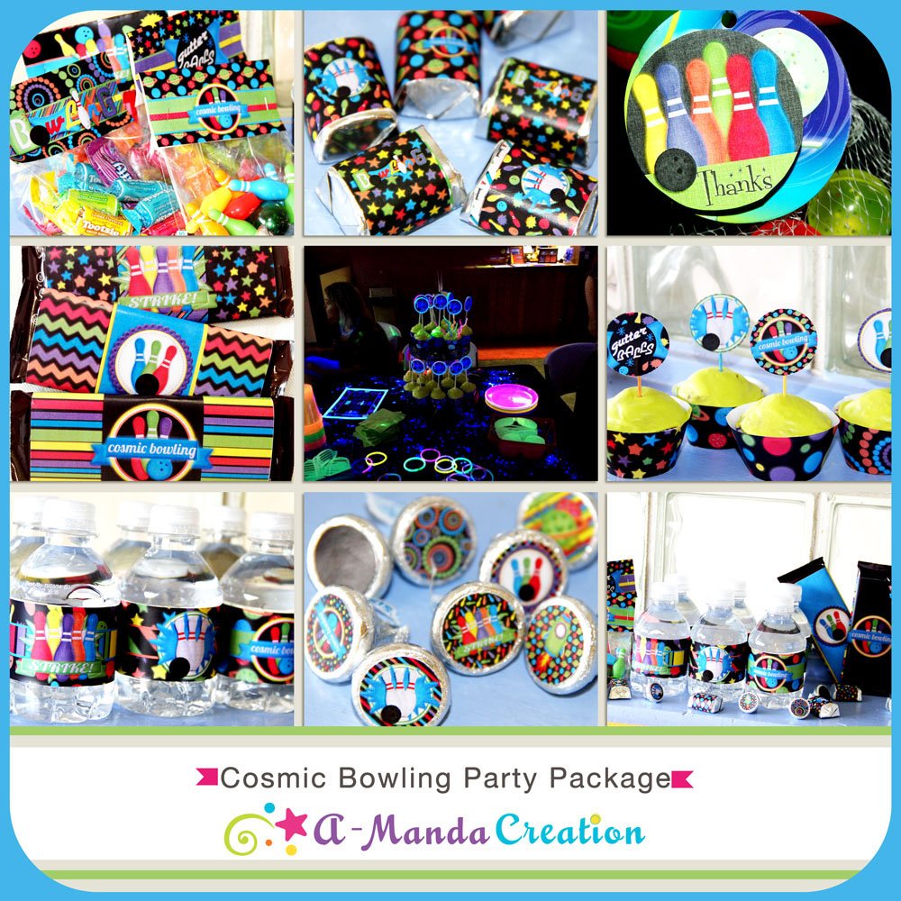 Cosmic Glow Bowling Birthday Party Printables
