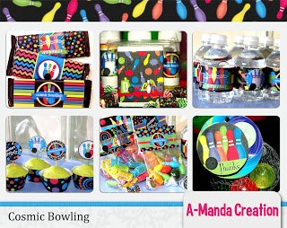 Cosmic Bowling Party Printables, they glow under the black light!