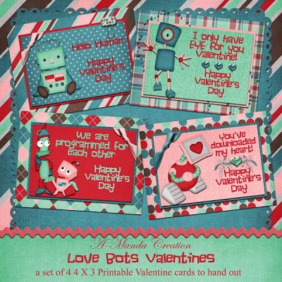 New Release, Love Bots Printable Classroom Valentines!