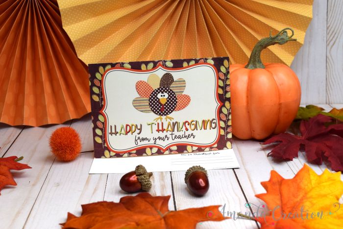 Festive Thanksgiving Teacher Postcards