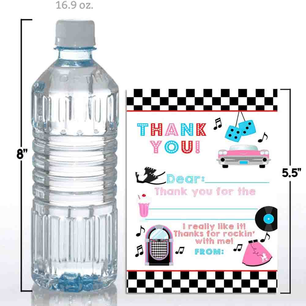 1950s Party Water Bottle Labels 
