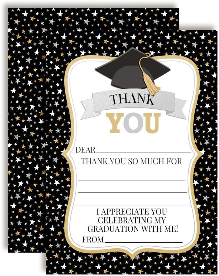 Cap With Stars Graduation Thank You Cards
