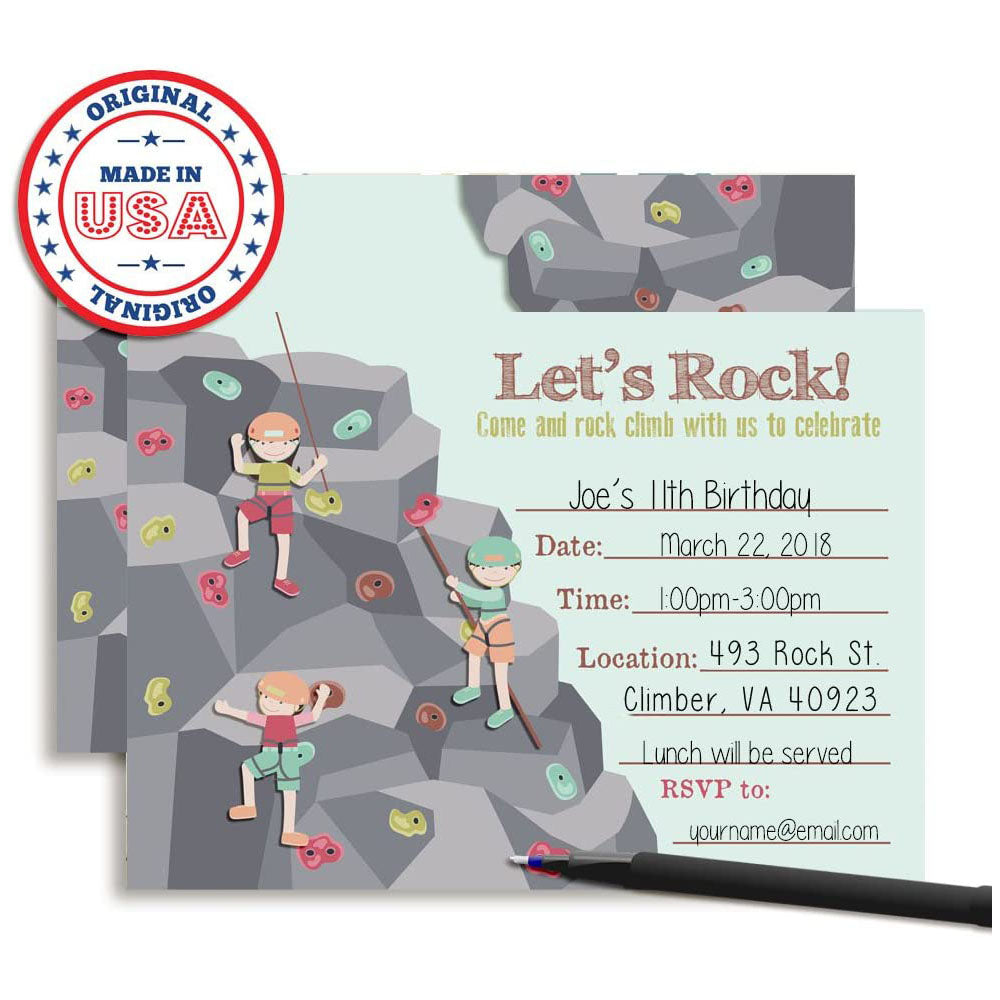 Rock Climbing Birthday Party Invitations – Amanda Creation
